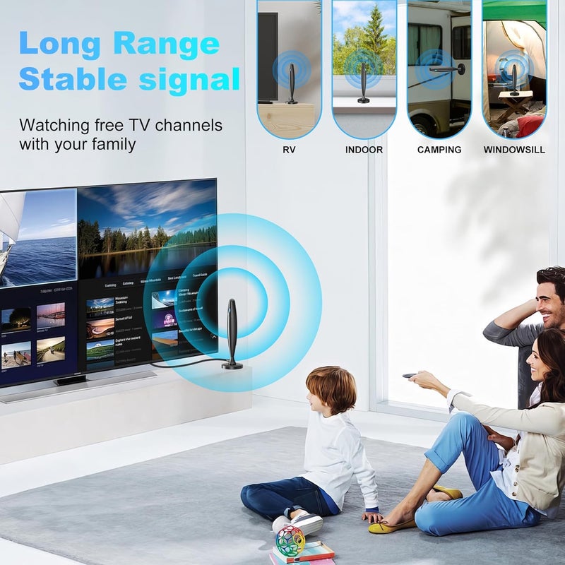 BEIMQN TV Antenna for Smart TV Indoor, Digital Antenna for Local Channels, Support 4k 1080p with Strong Magnetic Base, Long Range Reception with Amplifier Signal Booster for Old/HD TVs - Image 4